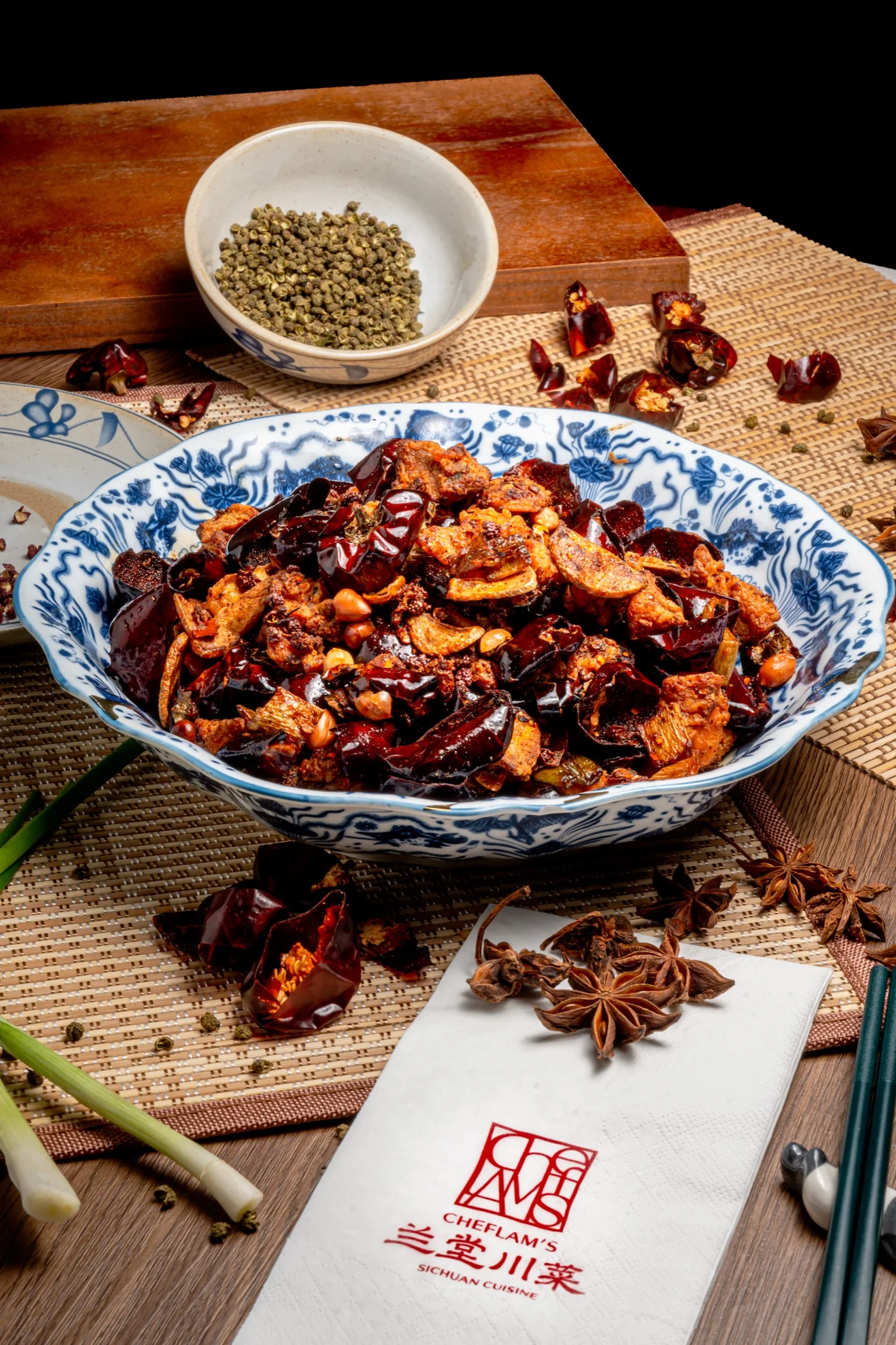 Geleshan Laziji with dried chilli and Sichuan pepper